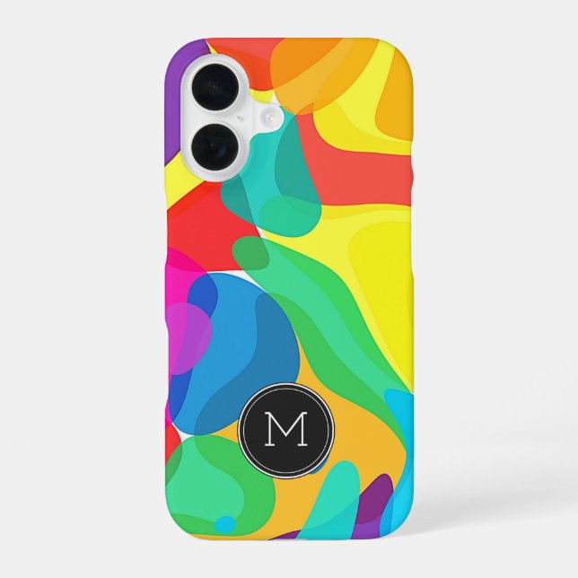 Bright Circus Colours Monogram Pattern iPhone 16 Case (Back)