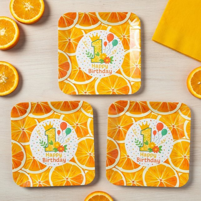 Bright Citrus First Birthday Paper Plates (Creator Uploaded)