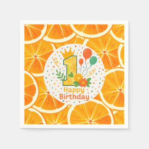 Bright Citrus First Birthday Paper Plates Napkin
