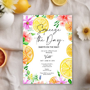 Bright Citrus Floral Baby Shower Brunch Invitation