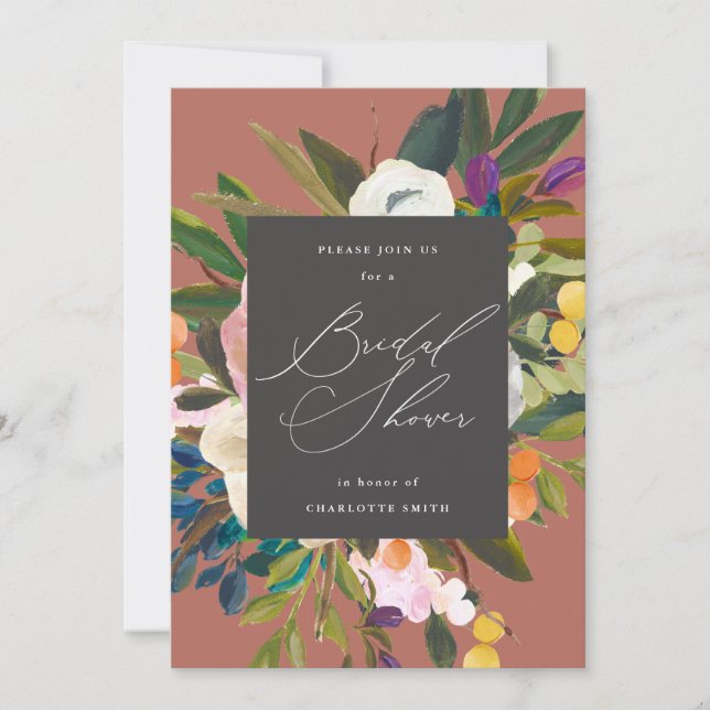 Bright Citrus Flowers | Persimmon |  Bridal Shower Invitation (Front)