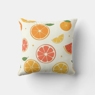 Bright Citrus Fruit Art Cushion