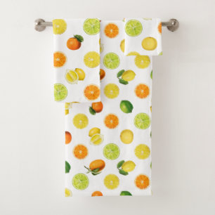 Bright Citrus Fruit Refreshing Pattern Bath Towel Set