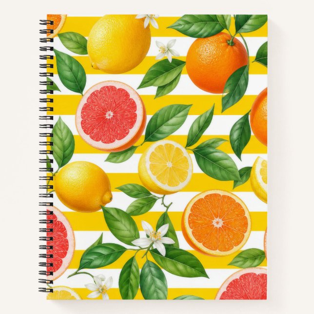Bright Citrus Stripe Notebook (Front)