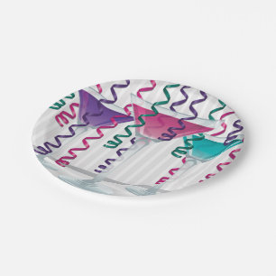 Bright cocktail and ribbon paper plate