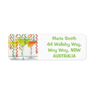 Bright cocktail and ribbon return address label