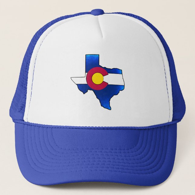 Bright Colorado flag Texas outline hat (Front)