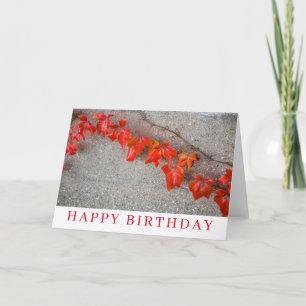 Bright colored autumn leaves birthday card