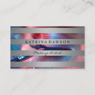 Bright Colored Fashion Make Up Striped Business Card