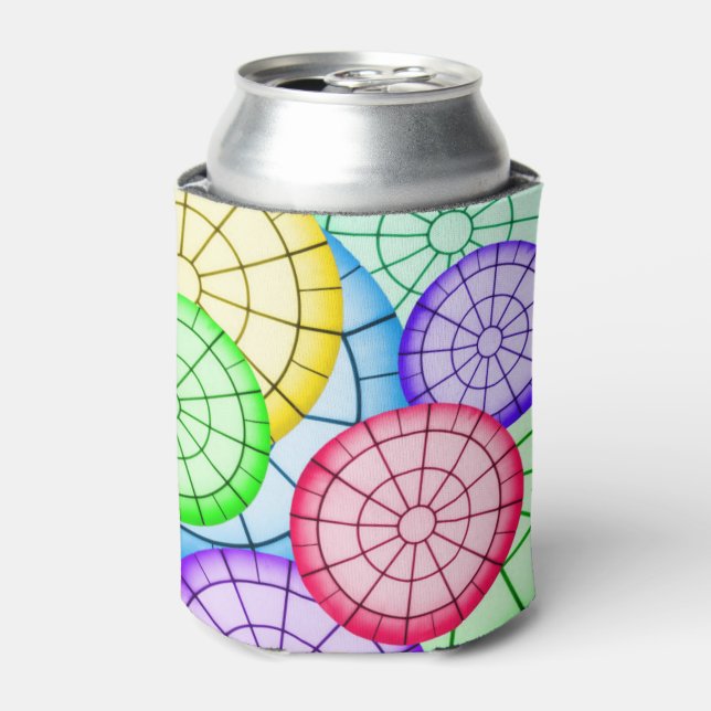 Bright Colorful Abstract Circles Pattern Can Cooler (Can Front)