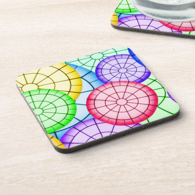 Bright Colorful Abstract Circles Pattern Coaster (Left Side)