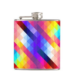 Bright Colorful Abstract Geometric Pattern Hip Flask