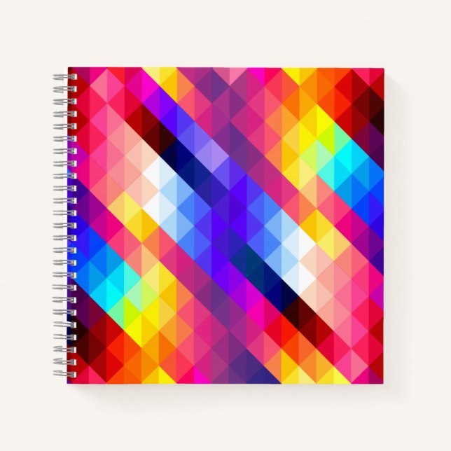Bright Colorful Abstract Geometric Pattern Notebook (Front)