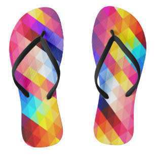 Bright Colorful Abstract Geometric Pattern Thongs