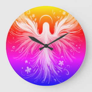 Bright Colorful Angel Design on a Round Wall Clock