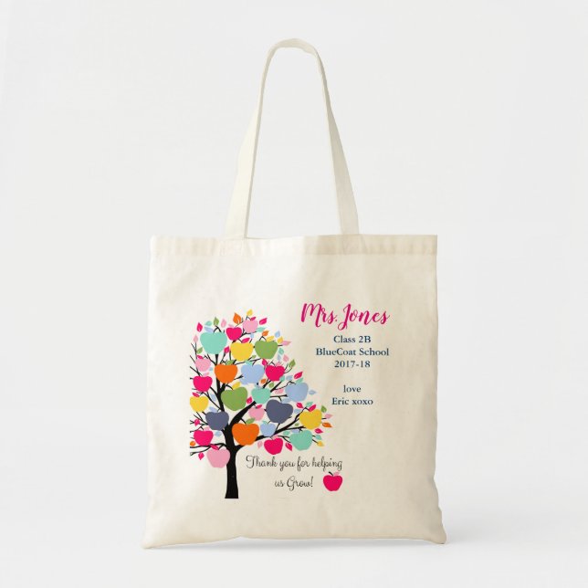 Bright colorful apple tree helping us grow tote bag (Front)