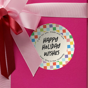 Bright Colorful Checkerboard Gift Classic Round Sticker