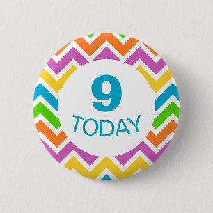 Bright Colorful Chevron Custom Birthday Age Number 6 Cm Round Badge