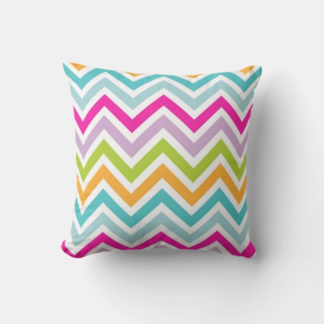 Bright & Colorful Chevron Pattern Throw Pillow (Front)
