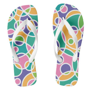 Bright Colorful Crazy Circles Pattern Thongs