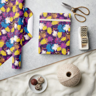 Bright Colorful Exotic Tropic Painted flowers. Wrapping Paper