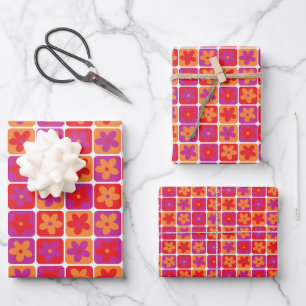 Bright Colorful flower pattern Wrapping Paper Sheet
