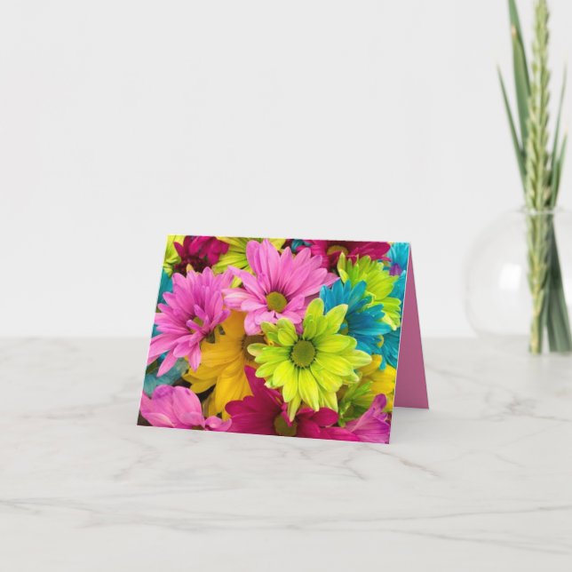 BRIGHT COLORFUL FLOWERS NOTE CARD (Front)