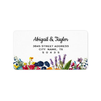 Bright Colorful Flowers Wedding Address Label