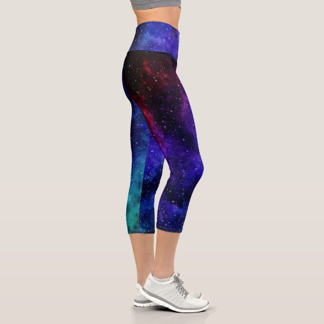 Bright Colorful Galaxy Capri Leggings (Right)