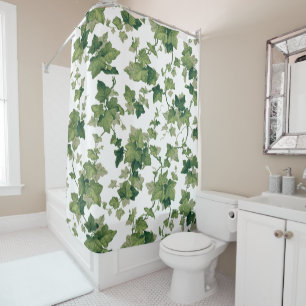 Bright Colorful Green Climbing Ivy Shower Curtain
