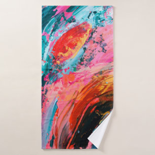 Bright colorful hand painted abstract backgroundar bath towel