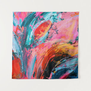 Bright colorful hand painted abstract backgroundar tapestry