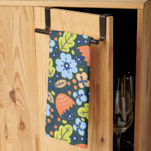 Bright Colorful Modern Pretty Flower Pattern Tea Towel