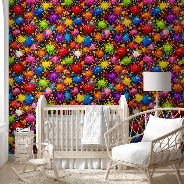 Bright colorful paint splatter wallpaper fund bol (Kids)