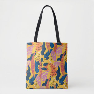 Bright colorful pattern with tropical leaves,berri tote bag