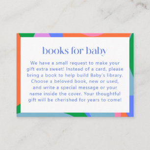 Bright Colorful Playful Abstract Baby Shower Books Enclosure Card