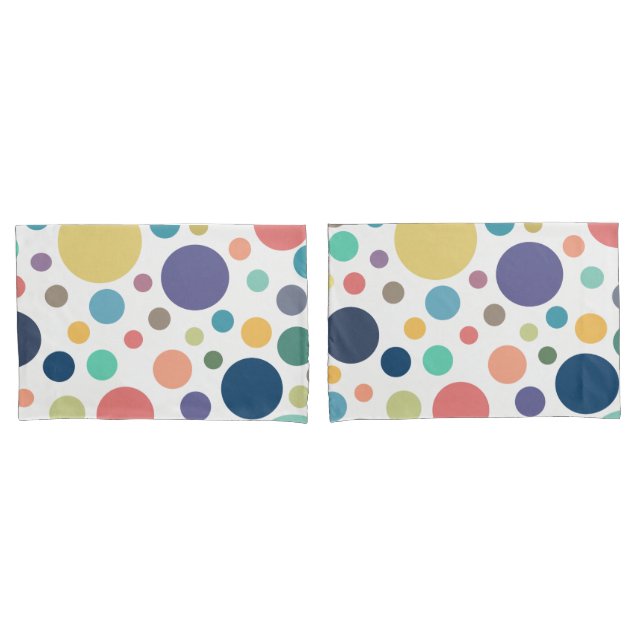 Bright Colorful Polka Dots Pillowcase (Front-Set)