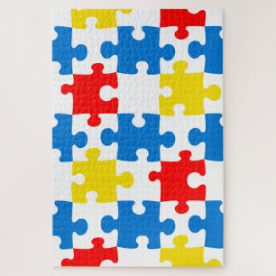 Bright Colorful Puzzle Pieces Pattern