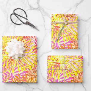 Bright Colorful Spring Flower Print Wrapping Paper Sheet