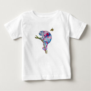 Bright colorful watercolor chameleon and bee baby T-Shirt