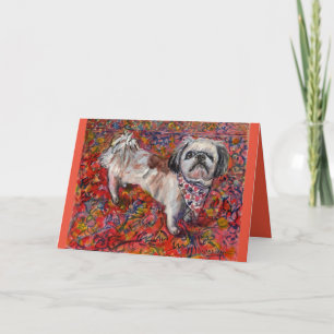 bright colorful watercolor painting of rescue pup card