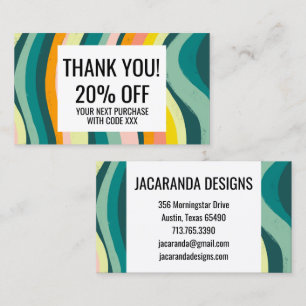 Bright Colorful Waves Handmade ORDER THANK YOU Business Card