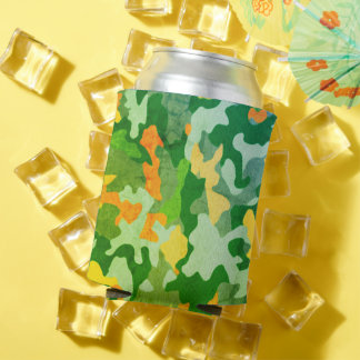 Bright Colour Camo Pattern  Can Cooler