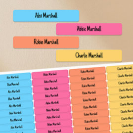 Bright Colour Coded Kids Waterproof Name Labels