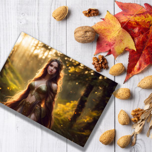 bright colour crown fae princess nature dryad art postcard