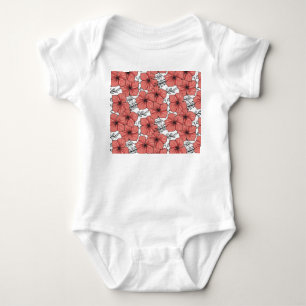 Bright Colour Floral Sketch, Seamless. Baby Bodysuit