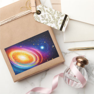 bright colour galaxy space geometric psychedelic rectangular sticker