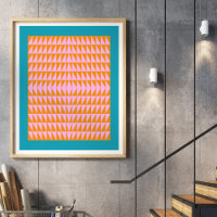 Bright Colour Geometric Art Turquoise Orange Pink