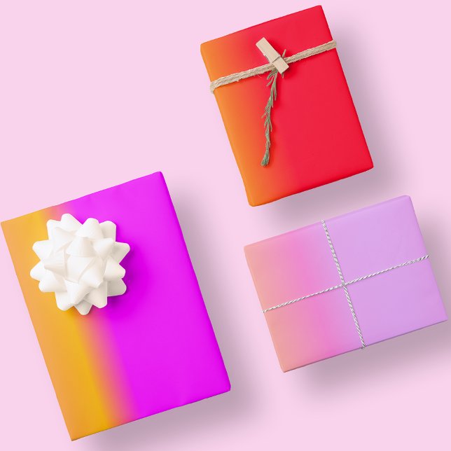 Bright Colour Modern Pink Red Yellow Orange Unique Wrapping Paper Sheet (Creator Uploaded)