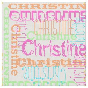 Bright Colour Name Modern Personalised Collage Fabric
